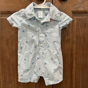 Carter's Infant Boy's Easter Blue Striped Romper with Bunny Print, Size 6 Months